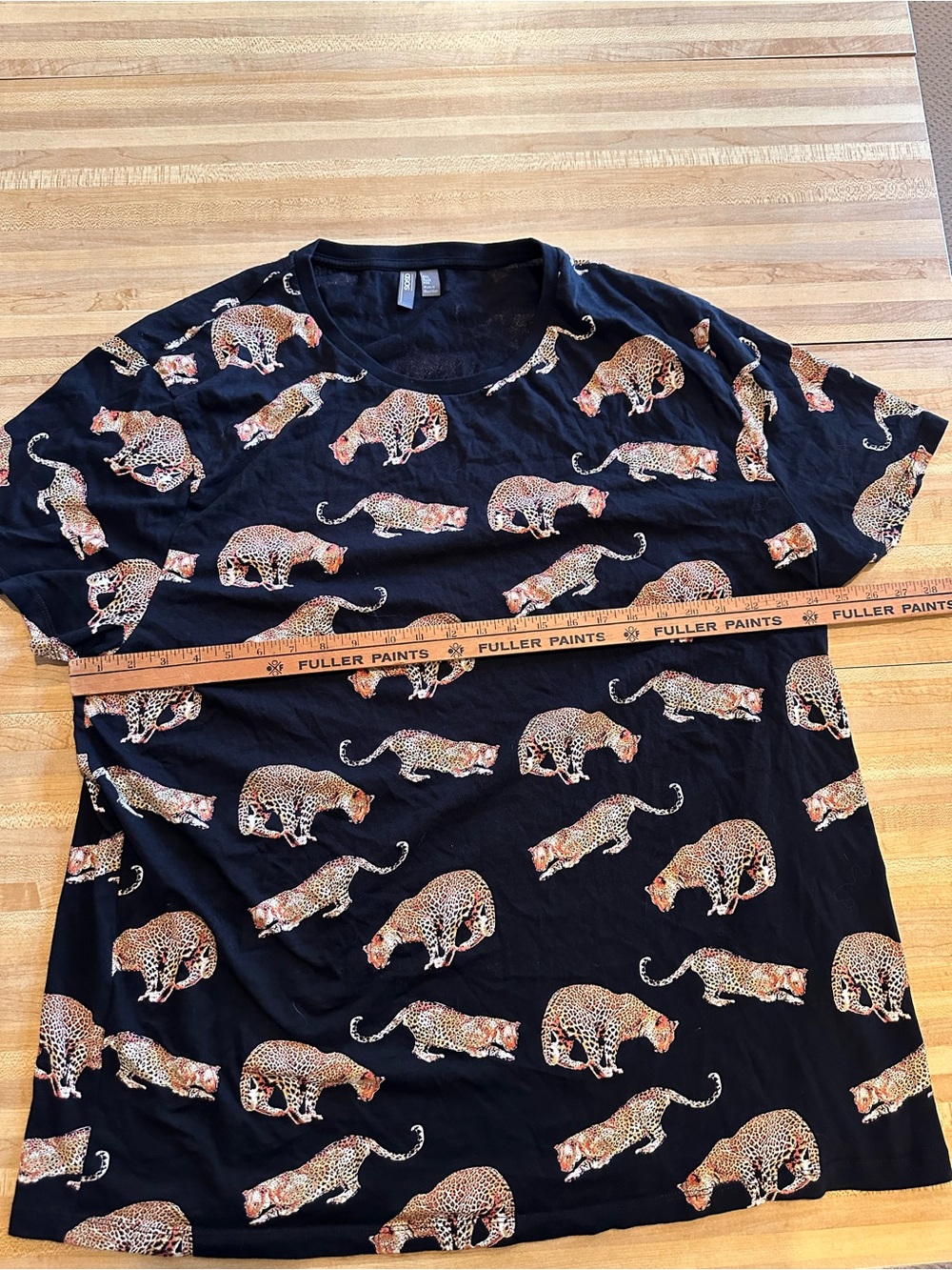 ASOS Black Short-Sleeve Tee with Leopard Print